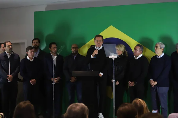 ジョアオ ドリアはブラジル大統領候補として活動している 2022年5月23日ブラジル サンパウロ ブラジル大統領候補であるジョアオ ドリアは ブラジル大統領選挙への立候補を拒否する記者会見を行った — ストック写真