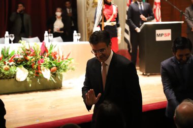 Sao Paulo Eyaleti Kamu Bakanlığı 'nın yeni başkanı Mario Sarrubbo' nun açılış töreni. 27 Mayıs 2022, Sao Paulo, Brezilya: MPSP başkanı olarak Başsavcı Mario Sarrubbo 'nun açılış töreni 