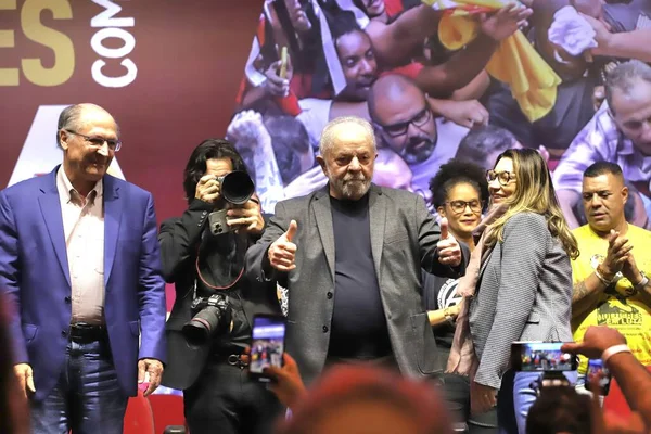 Lula Volt Elnök Népszerű Mozgalmakkal Találkozik Casa Portugáliában Sao Paulóban — Stock Fotó
