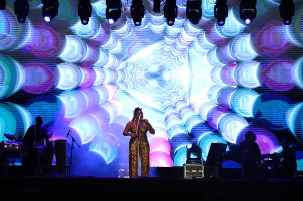 Concerto Cantora Margareth Menezes Durante Virada Cultural São Paulo Maio — Fotografia de Stock