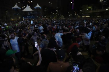 Gösteriyi Sao Paulo 'daki Virada Kültür (Kültürel Dönüş)' te Planeta Hemp grubu sunar. 29 Mayıs 2022, Sao Paulo, Brezilya: Şov grubu Planeta Hemp, şarkıcı Marcelo D2 ile Vale do Anhangabau, Sao Paulo 'da kuruldu.