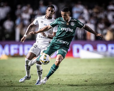 29 Mayıs 2022, Santos, Sao Paulo, Brezilya: Santos ve Palmeiras arasındaki futbol maçı, Sao Paulo sahilindeki Vila Belmiro Stadyumu 'nda düzenlenen Brezilya Futbol Şampiyonası' nın sekizinci turu için geçerlidir.