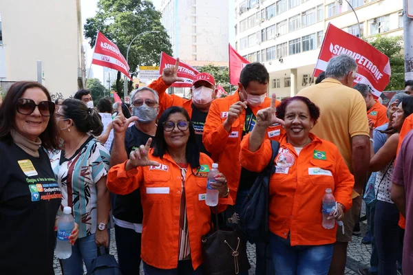 Olajmunkások Tiltakozása Rio Janeiróban 2022 Június Rio Janeiro Brazília Olajmunkások — Stock Fotó