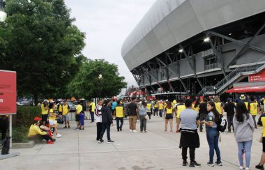 Ekvador, Nijerya 'ya karşı Red Bull Arena' da futbol dostu. 2 Haziran 2022, New Jersey, ABD: Ekvador taraftarları, New Jersey 'deki Red Bull Arena' da oynanan Ekvador-Nijerya maçı sırasında sayıca Nijeryalı rakiplerini geride bıraktılar. Bilet.