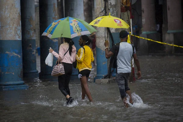 Проливной Дождь Наводнение Гаване Июня 2022 Года Гавана Куба Проливной — стоковое фото