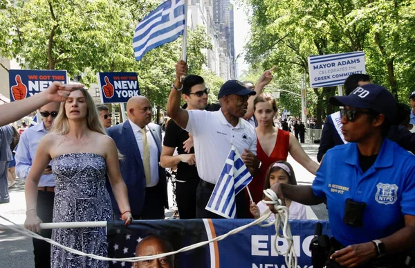 Sindaco New York Alla Parata Del Giorno Dell Indipendenza Greca — Foto Stock