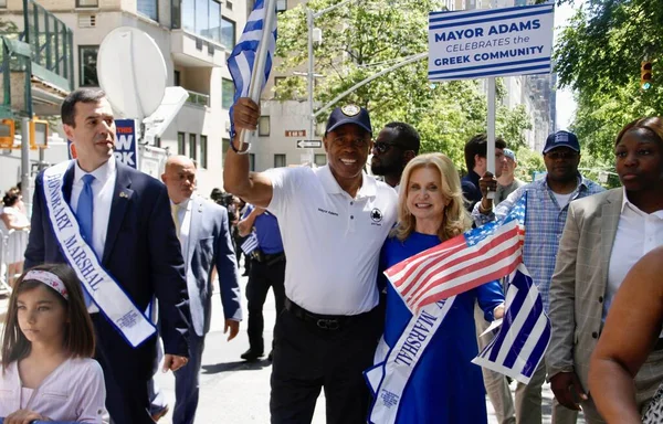 Alcalde Nueva York Desfile Del Día Independencia Griega Nueva York —  Fotos de Stock