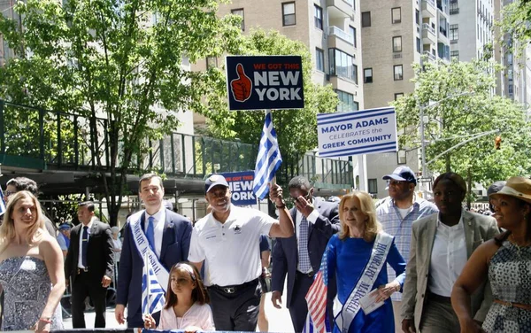 Presidente Câmara Municipal Nova Iorque Desfile Dia Independência Grécia Nova — Fotografia de Stock