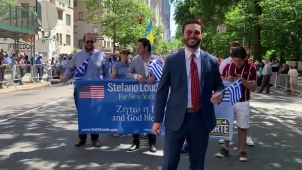Desfile Del Día Independencia Griega Nueva York Junio 2022 Nueva — Vídeos de Stock