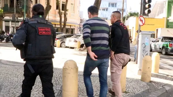 Int Policier Civil Accusé Fraude Blanchiment Argent Usurpation Est Arrêté — Photo