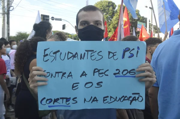 Brazylijscy Studenci Protestują Przeciwko Większym Inwestycjom Edukację Mieście Natal Czerwca — Zdjęcie stockowe