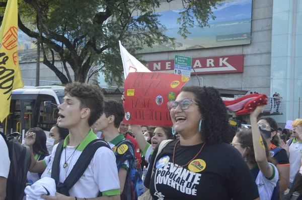 Brazilian Students Protest More Investment Education City Natal June 2022 — Stock Photo, Image