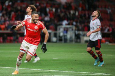Brezilya Futbol Şampiyonası: Uluslararası Flamengo 'ya karşı. 11 Haziran 2022, Porto Alegre, Rio Grande do Sul, Brezilya: 2022 Brezilya Futbol Şampiyonası 'nın 11. turu için geçerli olan iç saha ve Flamengo arasındaki futbol maçı