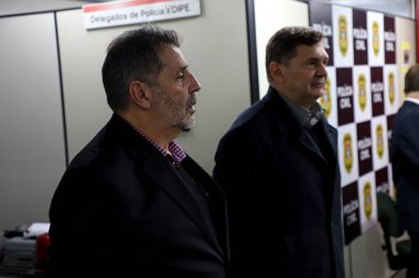 Sao Paulo Valisi ve yetkililer, uyuşturucu kaçakçılığıyla mücadele eden bir polis olan Denarc Müzesi 'nin açılış törenine katıldılar. 15 Haziran 2022, Sao Paulo, Brezilya Sao Paulo Valisi Rodrigo Garcia, Delegado Olim