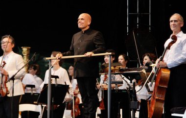 Central Park 'taki New York Filarmoni Konserleri. 15 Haziran 2022, New York, ABD: COVID-19 salgınından dolayı iki yıl aradan sonra New York Filarmoni Orkestrası Parktaki Konserleri tekrar Central Park 'ta