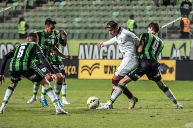Brezilya Futbol Şampiyonası: Amerika-MG Fluminense 'e karşı. 15 Haziran 2022, Belo Horizonte, Minas Gerais, Brezilya: Independencia Stadyumu 'nda düzenlenen Brezilya Futbol Şampiyonası' nın 12. turu için geçerli olan Amerika-MG ve Fluminense arasındaki futbol maçı