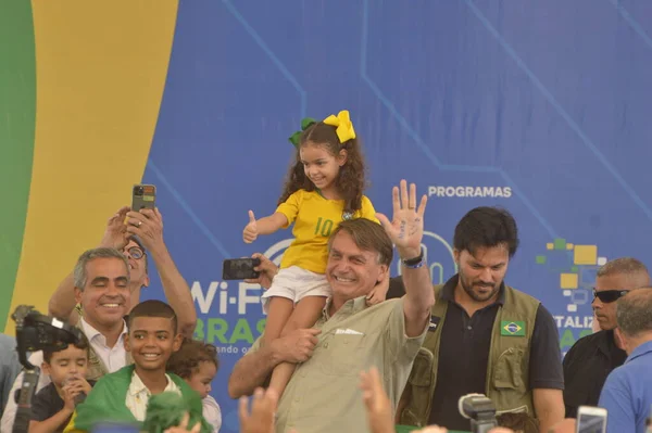 ブラジル大統領ジェール ボルソナーロは ナタール市でのイベントに出席します 2022年6月17日ブラジル リオグランデ ノルテ州 ナタール ブラジル大統領選挙前候補ジェール ボルソナーロ — ストック写真