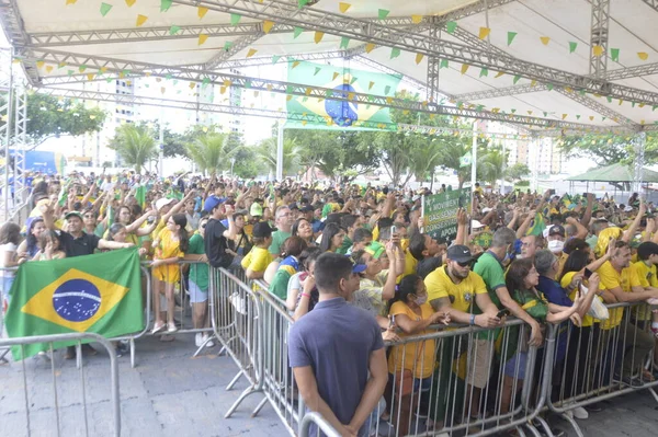 ブラジル大統領ジェール ボルソナーロは ナタール市でのイベントに出席します 2022年6月17日ブラジル グランデ ノルテ州 ブラジル大統領選挙の前候補者であるJair Bolsonaroは 公開イベントに参加します — ストック写真
