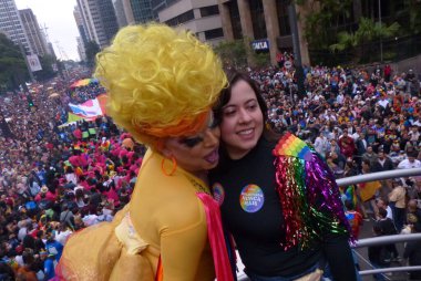 (26. Sao Paulo LGBT + Onur Yürüyüşü 'nün açılışı. 19 Haziran 2022, Sao Paulo, Brezilya: 26. Sao Paulo LGBT + Onur Yürüyüşünün açılışı, Paulista Bulvarı, 19 Haziran Pazar günü).