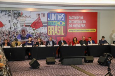 (Brezilya Cumhurbaşkanı Adayı Lula 'nın Hükümet Planı. 21 Haziran 2022, Sao Paulo, Brezilya: Eski Cumhuriyet Başkanı ve Planalto Sarayı 'nın ön adayı, Luiz Inacio Lula da Silva