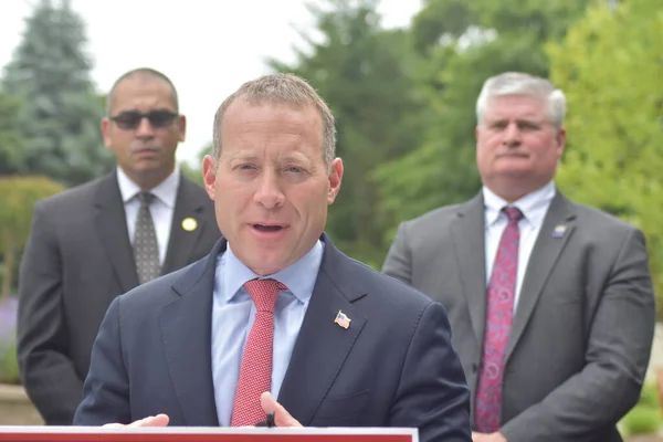 美国国会议员乔希 戈特季默 Josh Gottheimer 得到了新泽西州州警协会 Stfa 的支持 2022年6月21日 美国新泽西州怀科夫 — 图库照片