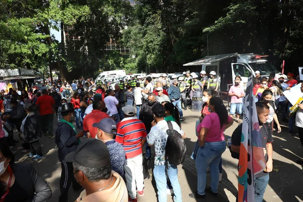 Manifestantes Vinculados Protesta Del Movimiento Trabajadores Sin Hogar Sao Paulo — Foto de Stock