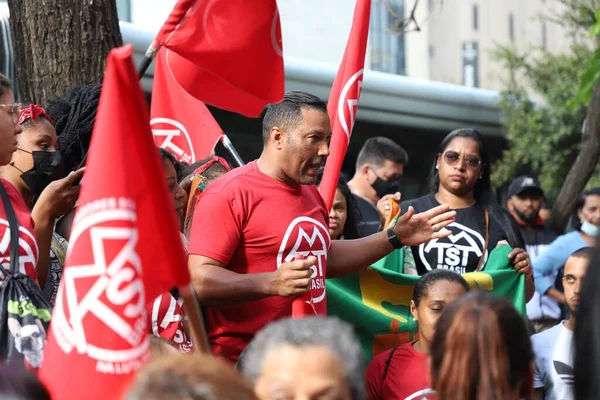 Demonstrators Linked Homeless Workers Movement Protest Sao Paulo June 2022 — Stock Photo, Image