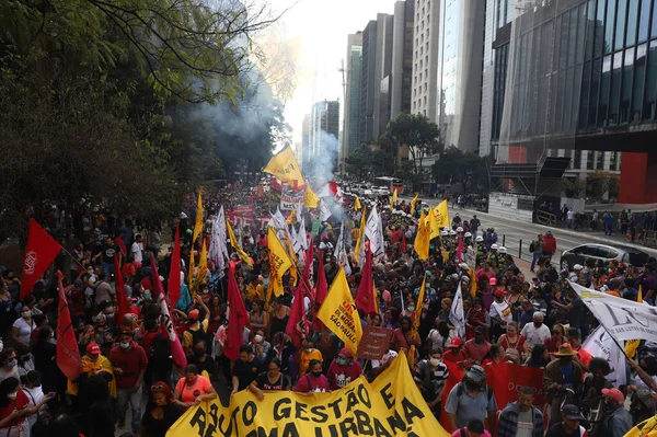시위자들은 파울로에서 노숙자 노동자 운동에 2022 브라질 파울로 — 스톡 사진