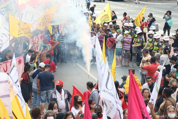 Manifestants Liés Mouvement Des Travailleurs Sans Abri Sao Paulo Juin — Photo