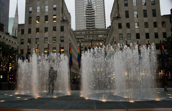 Fontes Água Rockefeller Center Junho 2022 Nova York Estados Unidos — Fotografia de Stock
