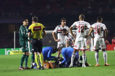 Brezilya Futbol Kupası - 16 raundda Sao Paulo ve Palmeiras. 23 Haziran 2022, Sao Paulo, Brezilya: Sao Paulo ve Palmeiras arasındaki futbol maçı, Brezilya Futbol Kupası için geçerli - 16 turu, Perşembe günü Sao Paulo 'daki Morumbi Stadyumu' nda yapıldı.). 