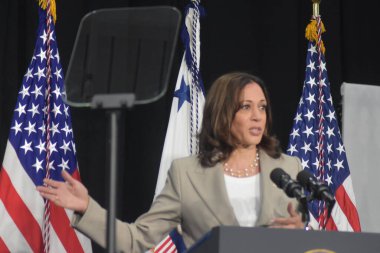 (Birleşik Devletler Başkan Yardımcısı Kamala Harris, Roe V. Wade 'in devrilmesi hakkında açıklama yapıyor. 26 Haziran 2022, Plainfield, IL, ABD