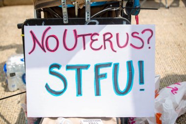 (Birleşik Devletler Anayasa Mahkemesi tarihi kararda Roe ve Wade 'in davasını düşürdü. 24 Haziran 2022, Washington DC: Protestocular, 50 yıllık federal hukuktan sonra Roe v. Wade davasını düşüren Washington DC 'deki ABD Yüksek Mahkemesi önünde toplandılar. Abor