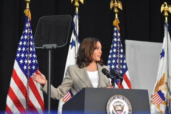 Vicepresident Van Verenigde Staten Kamala Harris Geeft Commentaar Omverwerping Van — Stockfoto