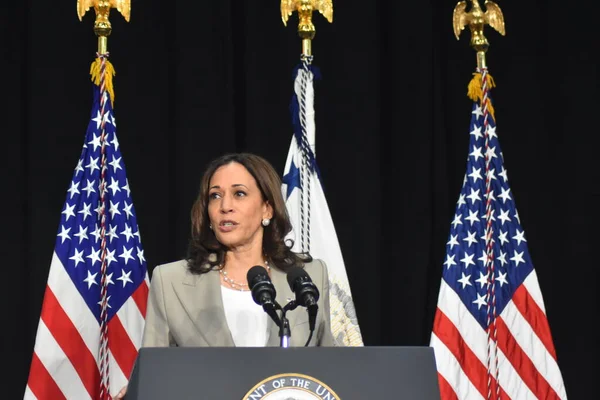 (Birleşik Devletler Başkan Yardımcısı Kamala Harris, Roe V. Wade 'in devrilmesi hakkında açıklama yapıyor. 26 Haziran 2022, Plainfield, IL, ABD