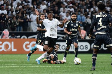 Brezilya Futbol Şampiyonası: Korintliler Santos 'a karşı. 25 Haziran 2022, Sao Paulo, Brezilya: Sao Paulo 'daki Neo Quimica Arena Stadyumu' nda düzenlenen Brezilya Futbol Şampiyonası 'nın 14. turu için Corinthians ve Santos arasında oynanan futbol maçı.
