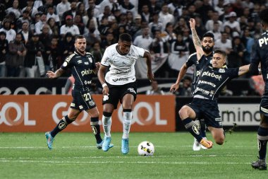Brezilya Futbol Şampiyonası: Korintliler Santos 'a karşı. 25 Haziran 2022, Sao Paulo, Brezilya: Sao Paulo 'daki Neo Quimica Arena Stadyumu' nda düzenlenen Brezilya Futbol Şampiyonası 'nın 14. turu için Corinthians ve Santos arasında oynanan futbol maçı.