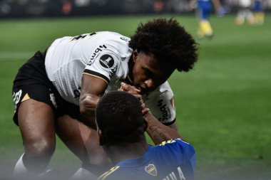 Libertadores Futbol Kupası - 16. Raunt: Corinthians vs Boca Juniors. 28 Haziran 2022, Sao Paulo, Brezilya: Corinthians ve Boca Juniors arasındaki futbol maçı, Neo Quimica Arena 'da düzenlenen Libertadores Futbol Kupası' nın 16. 