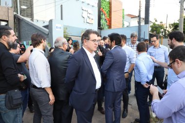 Sao Paulo Hükümeti Yerel Kültür Müzesi 'ni teslim etti. 29 Haziran 2022, Sao Paulo, Brezilya Sao Paulo Valisi Rodrigo Garcia Kültür Bakanı Sergio Sa Leitao Turizm Genel Sekreteri Vinicius Lummertz