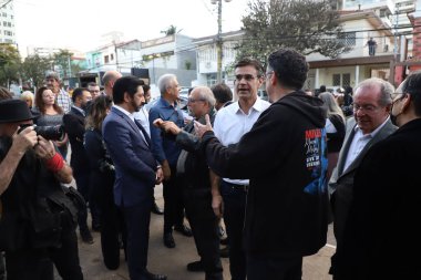 Sao Paulo Hükümeti Yerel Kültür Müzesi 'ni teslim etti. 29 Haziran 2022, Sao Paulo, Brezilya Sao Paulo Valisi Rodrigo Garcia Kültür Bakanı Sergio Sa Leitao Turizm Genel Sekreteri Vinicius Lummertz