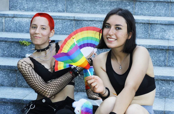 Milano Pride Parade 2022 2022年7月2日 意大利米兰 数千人走上意大利米兰街头 庆祝另一个版本的2022年米兰骄傲游行 — 图库照片