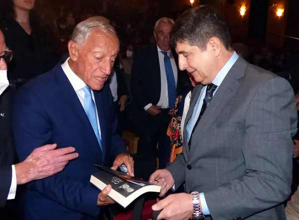 葡萄牙总统马塞洛 索萨出席了第26届圣保罗国际图书双年展开幕式 2022年7月2日 巴西圣保罗 葡萄牙总统马塞洛 德索萨参加开幕式 — 图库照片