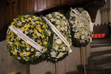 Sao Paulo 'daki Se Katedrali' nde Kardinal Claudio Hummes 'in cenazesi. 4 Temmuz 2022, Sao Paulo, Brezilya: Sao Paulo Metropolitan Katedrali 'nde Kardinal Dom Claudio Hummes' in, Sao Paulo Başpiskoposu Emeritus 'un cesedinin uyanışı