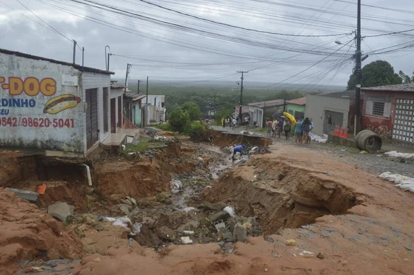Väder Kraftigt Regn Över Helgen Förödelse Natal Juli 2022 Natal — Stockfoto