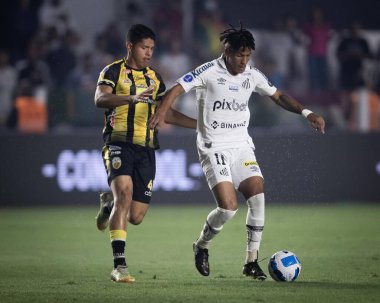 Sudamericana Futbol Kupası - 16. Raunt - Santos Deportivo Tachira 'ya karşı. 6 Temmuz 2022, Santos, Sao Paulo, Brezilya: Santos ve Deportivo Tachira (Venezuela) arasındaki futbol maçı, Sudamericana Futbol Kupası 'nın 16.