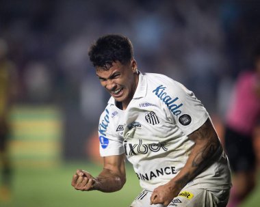 Sudamericana Futbol Kupası - 16. Raunt - Santos Deportivo Tachira 'ya karşı. 6 Temmuz 2022, Santos, Sao Paulo, Brezilya: Santos ve Deportivo Tachira (Venezuela) arasındaki futbol maçı, Sudamericana Futbol Kupası 'nın 16.