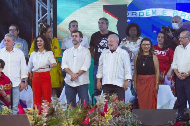 Eski başkan Lula, Cinelandia 'daki müttefikleri Rio de Janeiro ile birlikte siyasi bir etkinliğe katıldı. 7 Temmuz 2022, Rio de Janeiro, Brezilya: Eski Brezilya Cumhurbaşkanı Luiz Inacio Lula da Silva, İşçi Partisi (PT)