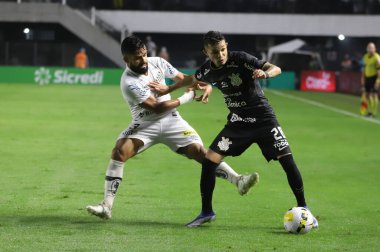 Brazil Soccer Cup - Round of 16: Santos vs Corinthians. July 13, 2022, Santos, Sao Paulo, Brazil: Soccer match between Santos and Corinthians, valid for Brazil Soccer Cup - Round of 16, held at Vila Belmiro Stadium, in Santos, Sao Paulo