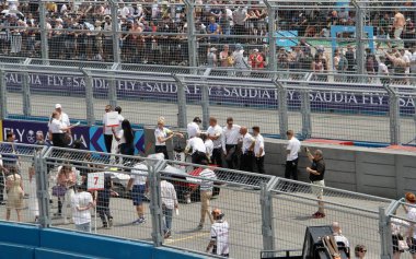 Final Race of The 2022 NYC Formula E-PRIX. July 16, 2022, New York, USA: The final race of the 2022 New York City Formula E -Prix taking place on Saturday (16) at FIA Brooklyn street circuit-New York. 