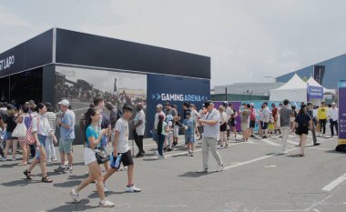 2022 NYC Formula E-PRIX Genel Görünümü. 16 Temmuz 2022, New York, ABD: New York City Formula E -Prix 'nin genel görünümü, 15 Temmuz Cuma ile 17 Temmuz Pazar tarihleri arasında FIA Brooklyn caddesi New York pistinde gerçekleşmektedir. Anne!